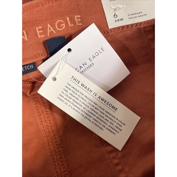 New American Eagle High Rise Straight Jeans Cargo Womens Size 6 Orange Y2K Hippi - Picture 13 of 16